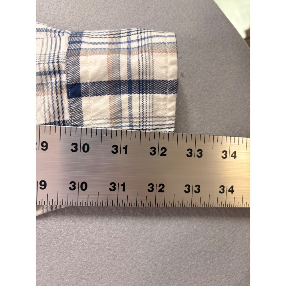 Cremieux Classics Big Man Plaid Button Down Shirt Mens 2XB Blue Tan 100% Cotton - Picture 12 of 13